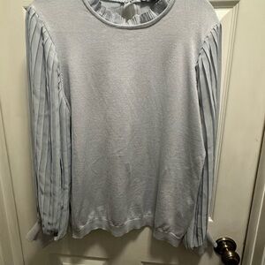 Adrianna Papell Light Blue Blouse with Amazing Pleated Sleeves